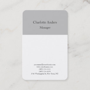 Classical plain simple minimalist grey white business card