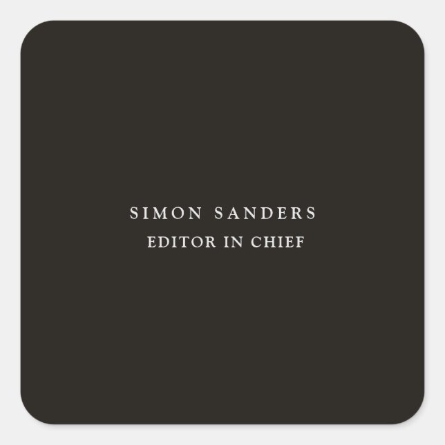 Classical Plain Unique Minimalist Smoky Black Square Sticker (Front)