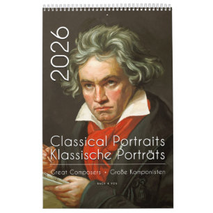 Classical Portraits of 12 Composers, 2026 Calendar