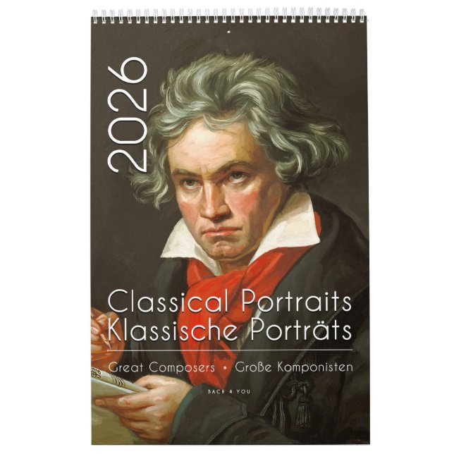 Classical Portraits of 12 Composers, 2026 Calendar (Cover)