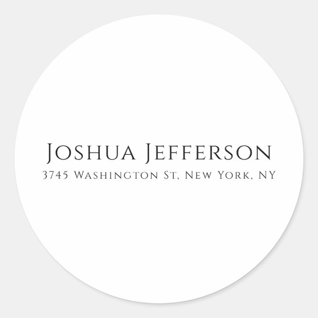 Classical Professional Creative Plain Black White Classic Round Sticker (Front)