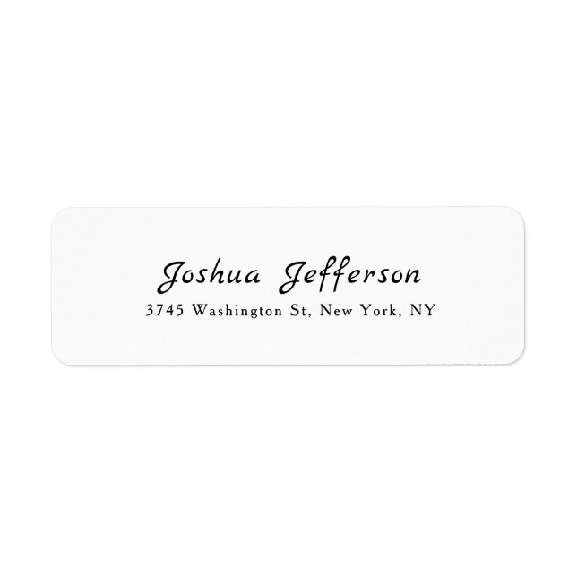 Classical Professional Creative Plain Black White Return Address Label (Front)