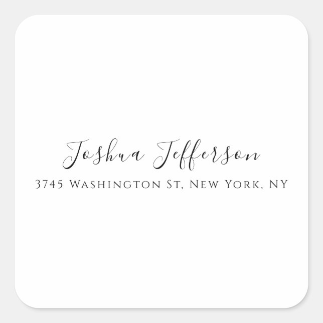 Classical Professional Creative Plain Black White Square Sticker (Front)