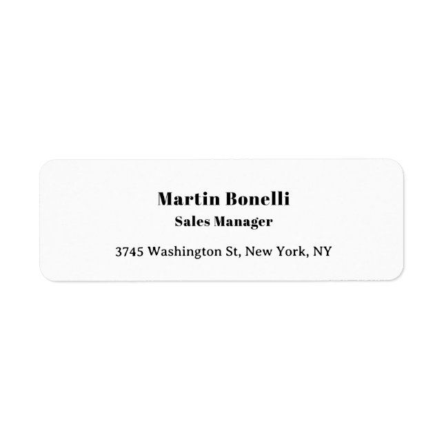 Classical Professional Own Name Information Simple Return Address Label (Front)
