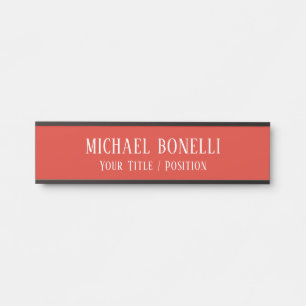 Classical Red Colour Elegant Serif Font Minimalist Door Sign