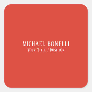 Classical Red Colour Elegant Serif Font Minimalist Square Sticker