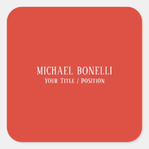 Classical Red Colour Elegant Serif Font Minimalist Square Sticker