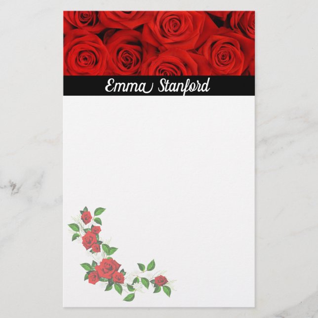 Classical Red Roses Stationery (Front)