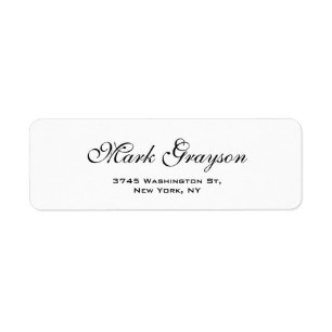 Classical Retro Stylish Handwritten Plain Elegant Return Address Label