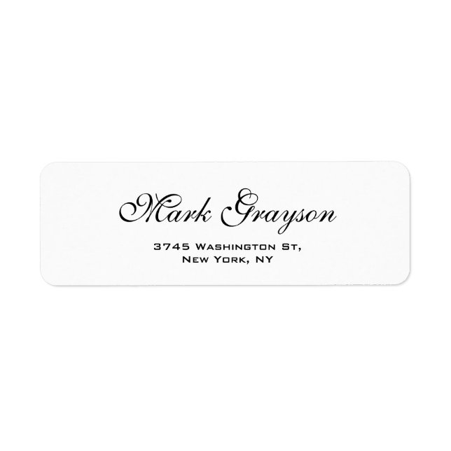 Classical Retro Stylish Handwritten Plain Elegant Return Address Label (Front)
