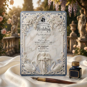 Classical Rococo Arch Angel & Swans Wedding  Invitation