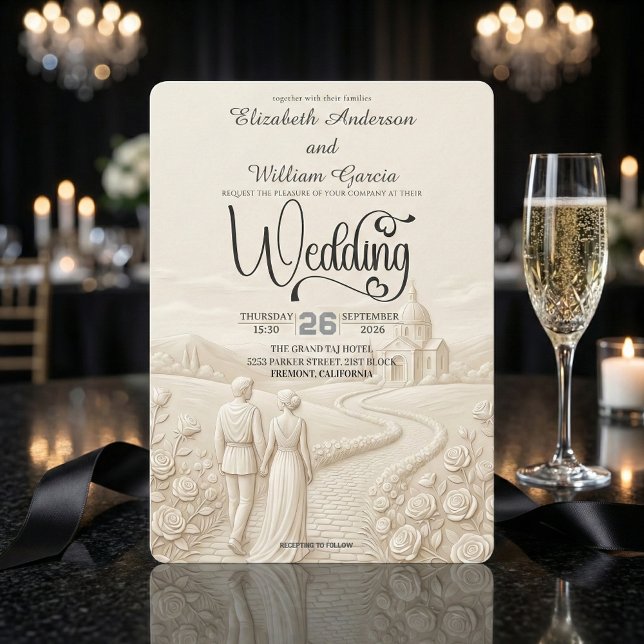 Classical Romantic Church Scene Wedding Invitation (Creator Uploaded)