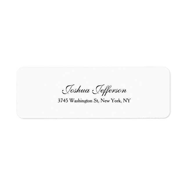 Classical Script Creative Plain Black & White Return Address Label (Front)