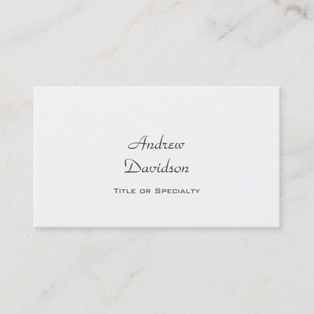 Classical Script Simple Plain Clean Business Card (Front)