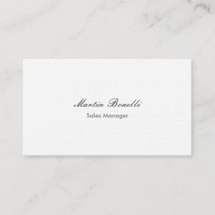 Classical Simple Black White Linen Two Sided Business Card