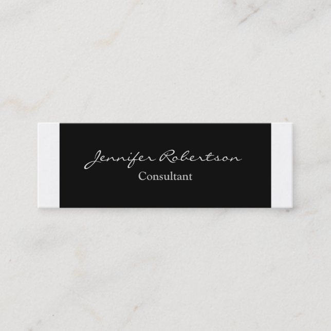 Classical Simple Black White Plain Unique Mini Business Card (Front)