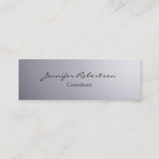 Classical Simple Grey Plain Unique Slim Mini Business Card (Front)