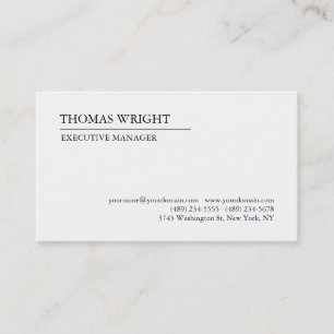 Classical Style Plain Simple White Professional Business Card