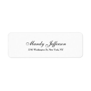 Classical Style Script Creative Plain Black White Return Address Label