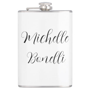Classical Stylish Script Add Your Name Plain Hip Flask