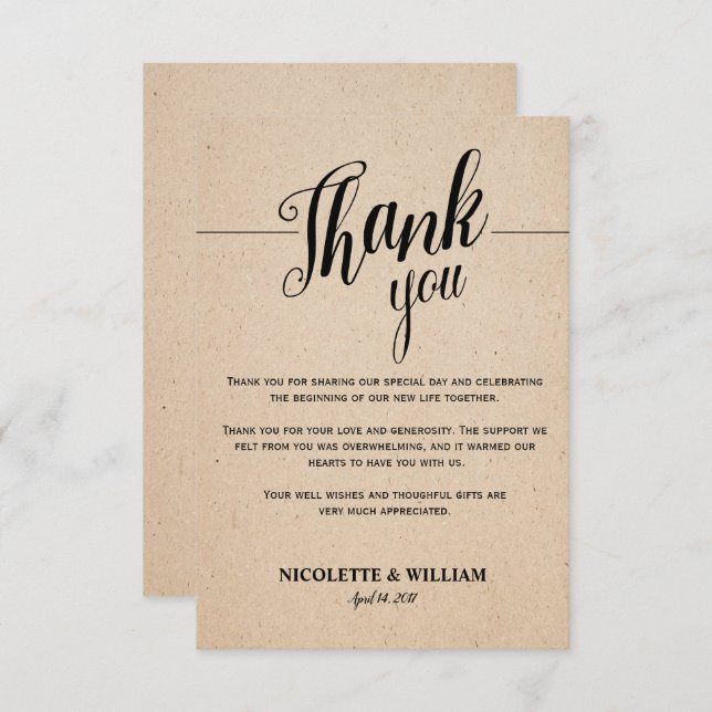 CLASSICAL THANK YOU CARD - KRAFT PAPER (Front/Back)
