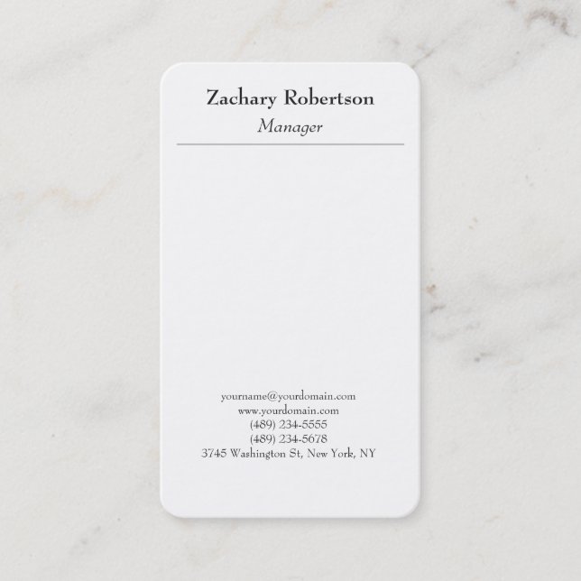 Classical trendy plain simple minimalist business card (Front)