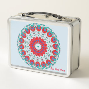 Classical vintage Floral kaleidoscope pattern Metal Lunch Box