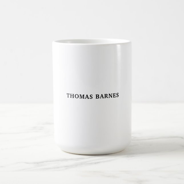 Classical White Minimalist Plain Elegant Coffee Mug (Center)