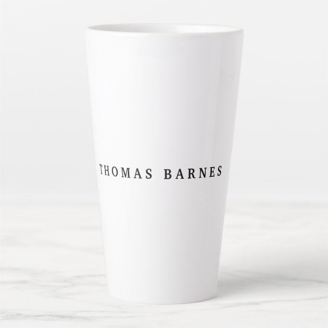 Classical White Minimalist Plain Elegant Latte Mug (Front)