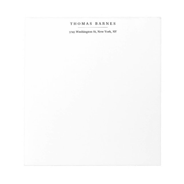 Classical White Minimalist Plain Elegant Notepad (Front)