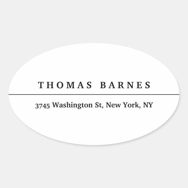 Classical White Minimalist Plain Elegant Oval Sticker (Front)