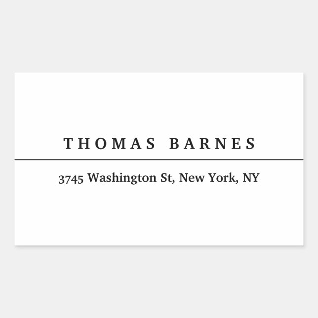 Classical White Minimalist Plain Elegant Rectangular Sticker (Front)