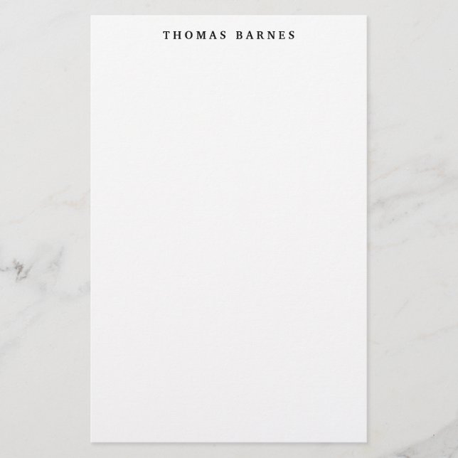 Classical White Minimalist Plain Elegant Stationery (Front)