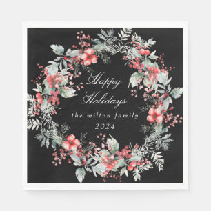 Classical Winter Holiday Berries Paper Napkin