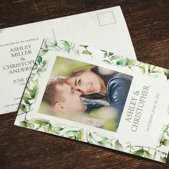 Classically Elegant Rustic Floral Border Wedding Announcement Postcard (Creator Uploaded)