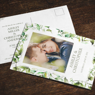 Classically Elegant Rustic Floral Border Wedding Announcement Postcard