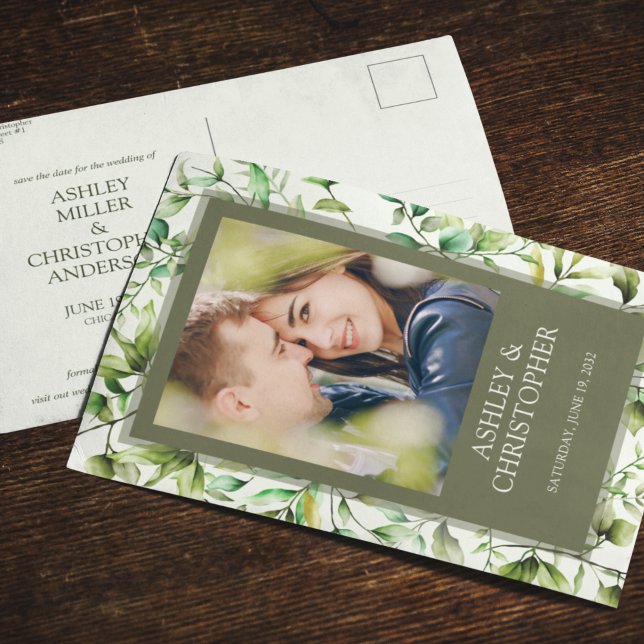 Classically Elegant Rustic Floral Border Wedding Announcement Postcard (Creator Uploaded)