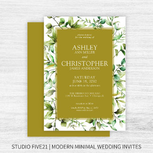 Classically Elegant Rustic Floral Border Wedding Invitation
