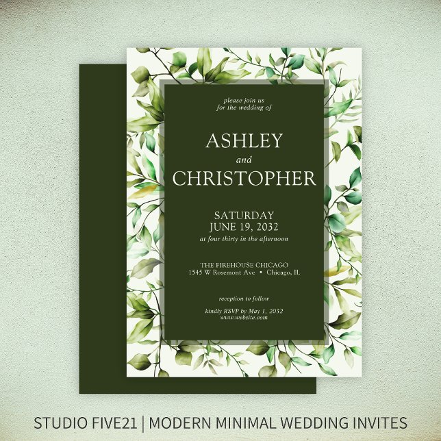 Classically Elegant Rustic Floral Border Wedding Invitation (Creator Uploaded)