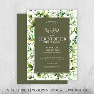 Classically Elegant Rustic Floral Border Wedding Invitation