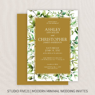 Classically Elegant Rustic Floral Border Wedding Invitation