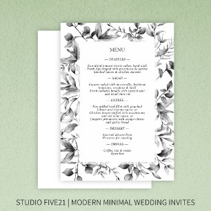 Classically Elegant Rustic Floral Border Wedding Menu