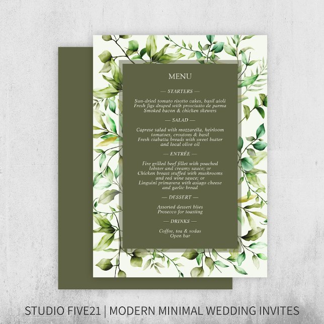 Classically Elegant Rustic Floral Border Wedding Menu (Creator Uploaded)