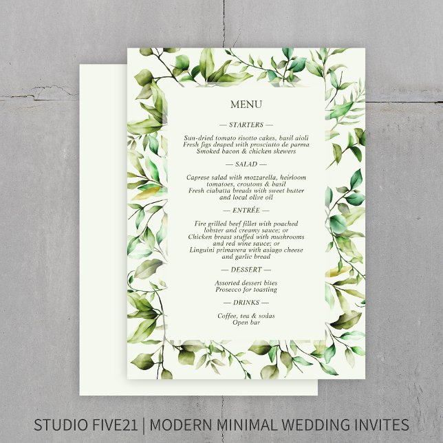 Classically Elegant Rustic Floral Border Wedding Menu (Creator Uploaded)