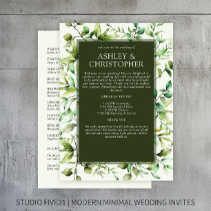 Classically Elegant Rustic Floral Border Wedding Program