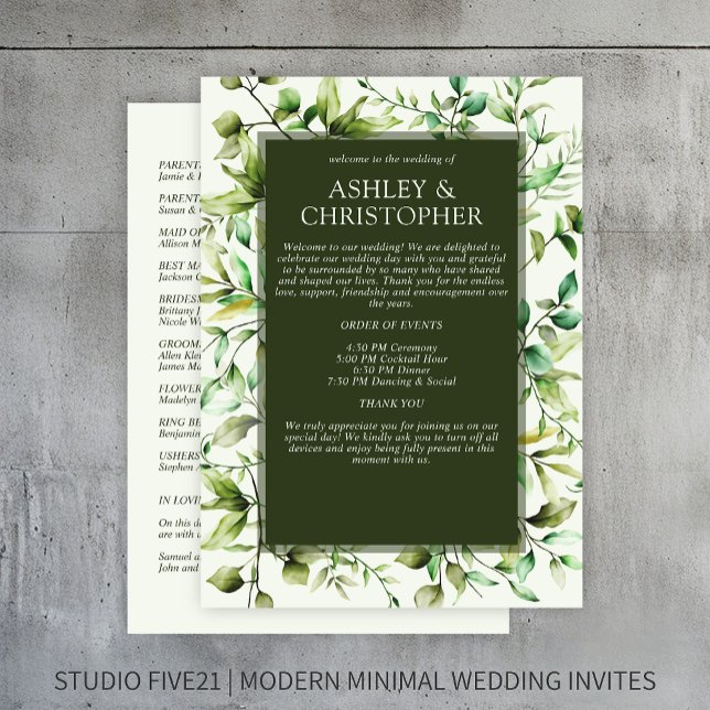 Classically Elegant Rustic Floral Border Wedding Program (Creator Uploaded)
