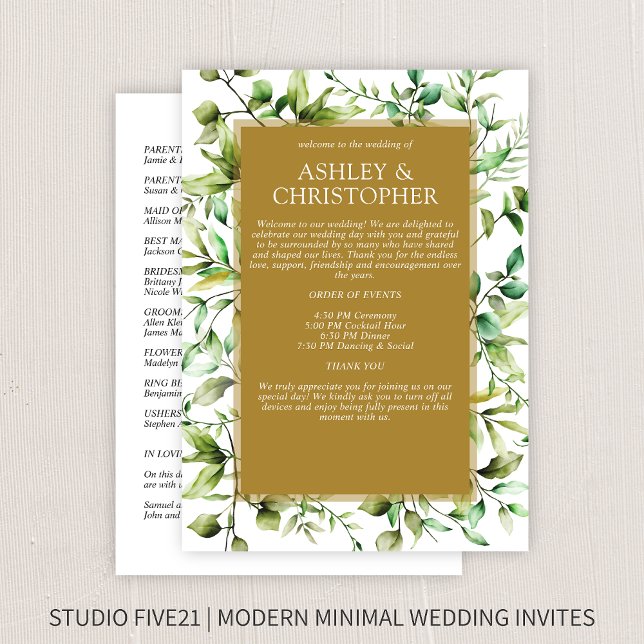 Classically Elegant Rustic Floral Border Wedding Program (Creator Uploaded)