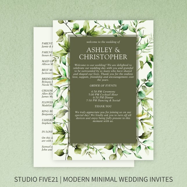Classically Elegant Rustic Floral Border Wedding Program (Creator Uploaded)