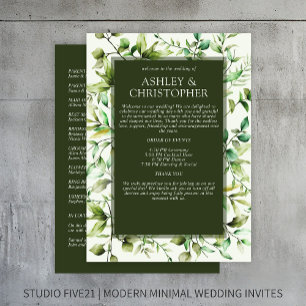 Classically Elegant Rustic Floral Border Wedding Program