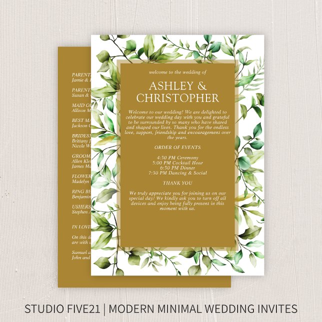 Classically Elegant Rustic Floral Border Wedding Program (Creator Uploaded)
